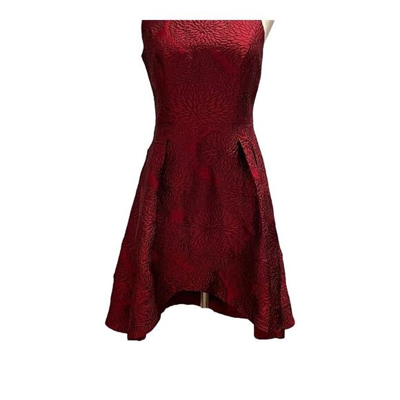 Shoshanna Midnight Coraline Red Jacquard Print Sleeveless High-Low Dress Sz 8 - Picture 2 of 16